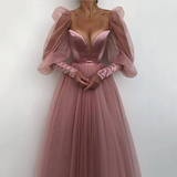 Lizakosht A line Evening Dress Promdress Short Simple Evening Gown Long Sleeves Robe De Soiree Formal Party Dresses Custom made HZ1023