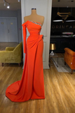 Orange Long Sleeves Prom Dress Mermaid With Sequins HZ1023
