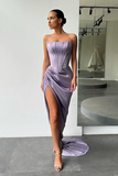 Strapless Long Prom Dress Split Evening Party Gowns HZ1023