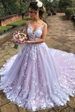 V Neck White Lace Long Prom Dress, Long White Lace Formal Evening Dress, Lace Wedding Dress HZ1023