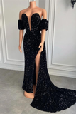 Sweetheart Bubble Sleeves Mermaid Prom Dress With Split HZ1023