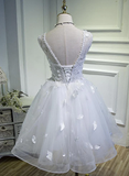 White lace tulle long prom dress cocktail dress HZ1023