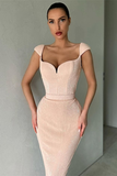 Cap Sleeves Long Sequins Prom Dress Mermaid HZ1023