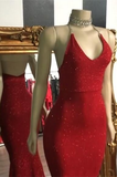 Sleeveless Red Mermaid Prom Dress With Seuqins HZ1023