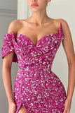 Purple One-Shoulder Sweetheart Mermaid Prom Dress With Split HZ1023