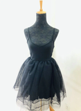 Sexy Tulle Straps Little Black Dress, Mini Women Dress HZ1023