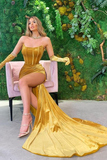 Strapless Velvet Mermaid Prom Dress Split HZ1023