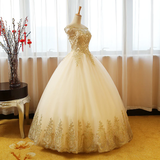 Beautiful Champagne With Gold Applique Long Party Dress, Sweet 16 Dresses HZ1023