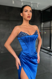 Royal Blue Mermaid Prom Dress Split With Sequins HZ1023