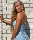 Sky Blue Mermaid Prom Dress With Slit HZ1023