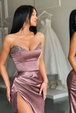 Sweetheart Mermaid Prom Dress Slit Long With Sequins HZ1023