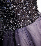 Charming Purple Gradient Tulle V-Neckline Long Party Dress, A-Line Prom Dress HZ1023