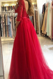 Long Sleeves A-Line Prom Dress Split With Lace HZ1023