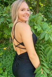 Black Lace-Up Short Homecoming Dress HZ1023