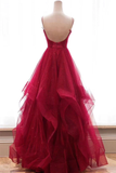 V-neck A-line Sparkly Long Prom Dresses HZ1023