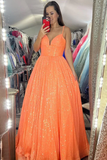 Pink Sequin Empire Long Prom Dress HZ1023
