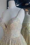 Pink Sequin Empire Long Prom Dress HZ1023