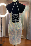 Blue Ombre Sequins Bodycon Party Dress HZ1023