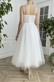 White A-Line Tulle Long Prom Dress, Homecoming Dress HZ1023
