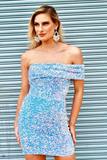 Wine Red Sequin One-Shoulder Short Homecoming Dress HZ1023