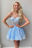 A-Line Ivory Sweetheart Puff Sleeve Short Party Dress HZ1023