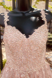 Pink Appliques V-Neck A-Line Short Party Dress HZ1023