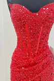 Black Sequin Strapless Tight Mini Homecoming Gown HZ1023