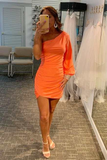 Hot Pink One Sleeve Ruched Mini Homecoming Dress HZ1023