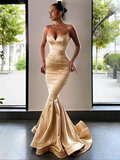 Long Mermaid Prom Dress Spaghetti-Straps HZ1023