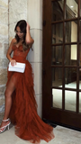 Rust Red Sweetheart High Low Tiered Formal Dress HZ1023