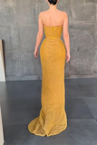 Sweetheart Long Sequins Mermaid Evening Dress With Split HZ1023