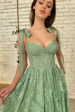 Sage Green Tea Length Lace Corset Wedding Guest Dress Prom Dress HZ1023