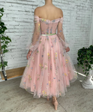 Off the shoulder Handmade Long Sleeve Sweetheart Short Cocktail Dress Homecoming Dress HZ1023