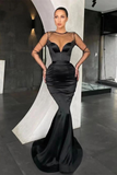V-Neck Black Mermaid Long Sleeves Prom Dress With Beads Online HZ1023