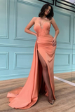 Sweetheart Long Mermaid Prom Dress Split With Ruffles HZ1023