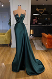 GORGEOUS SPAGHETTI-STRAPS CRYSTAL MERMAID EVENING DRESS WITH DETACHABLE TRAIN HZ1023