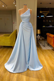 Unique Cross Sweetheart Light Blue Soft-pleated Long Prom Dress HZ1023