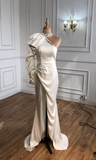 Shiny White Dress with Puffy Sleeve HZ1023