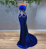 Luxury gorgeous elegant women long evening dress mermaid royal blue ball gown HZ1023
