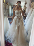 Custom A-Line Plus Size Elegant Vintage Beach Long Wedding Dresses HZ1023