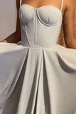 Glitter Spaghetti Straps Sweetheart Long Prom Dress With Pockets HZ1023