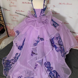 Lavender luxury sequin beaded long quinceanera dress prom dress evening gown sweetheart ruffles sweet 16 HZ1023