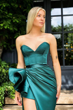 SWEETHEART SEXY DARK GREEN PROM DRESS LONG CHIFFON WITH SLIT HZ1023