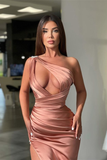 Sleeveless One-Shoulder Long Slit Mermaid Evening Dress HZ1023