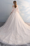 Light champagne tulle lace applique long ball gown evening dress wedding dress HZ1023