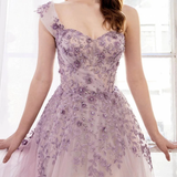 One Shoulder Tulle Sleeveless Long Prom Dresses Lace Appliques Beaded Formal Girl Party Gown HZ1023