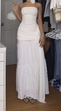 Sleeveless white a line prom dress simple wedding dress HZ1023