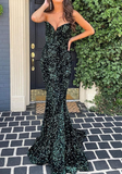 Sparkle Evening Dresses,Mermaid Fuchsia Sequins Long Formal Dress HZ1023