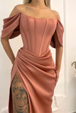 Long Evening Dress Mermaid With Slit Off-the-Shoulder HZ1023