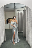 Off The Shoulder Ruby Split Ruffles A-Line Prom Dresses HZ1023